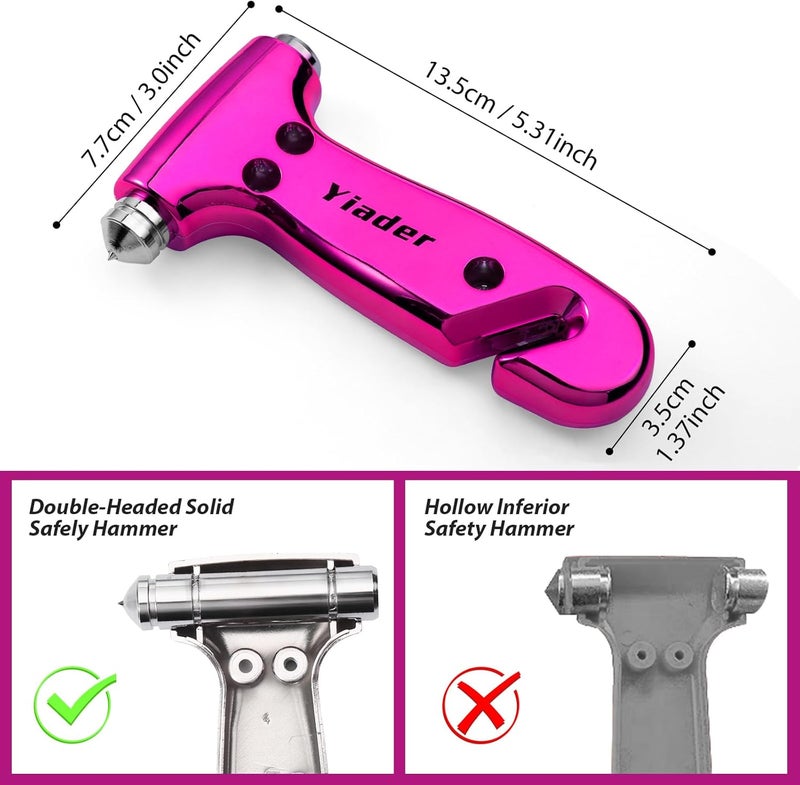 Yiader Store Car Window Breaker Tool, 3-in-1 Emergency Escape Tool with Window Breaker and Seat Belt Cutter, Safety Emergency Car Escape Tool for Car, Electroplating Pink and Electroplating Silver - Image 2